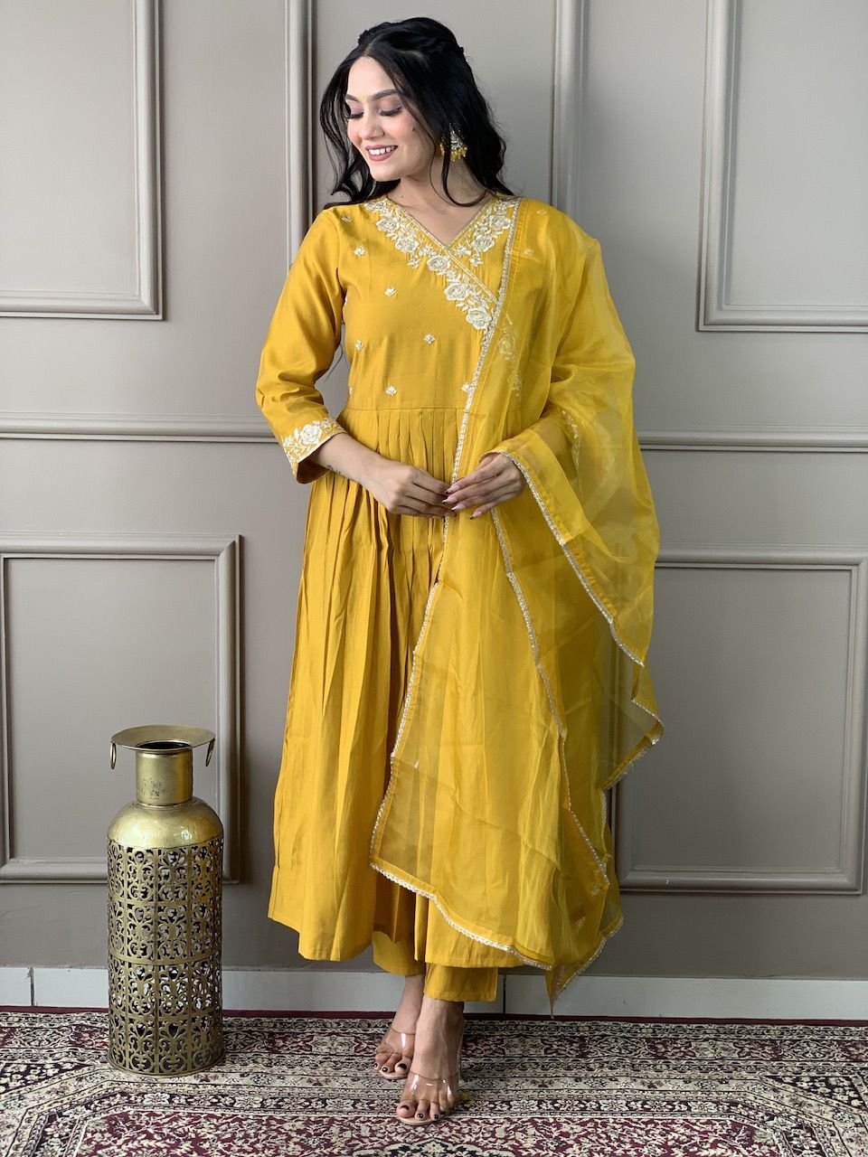 Yellow Kurta Suit Sets for Women by Ruvi Online