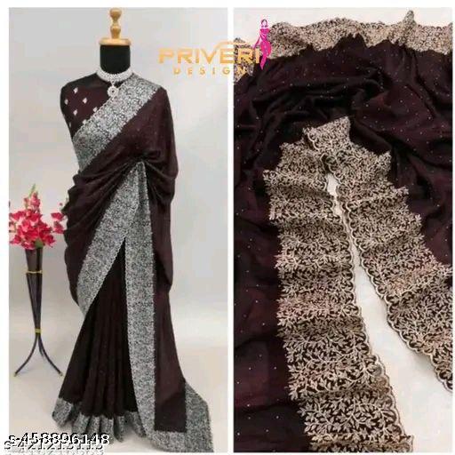 Vichitra Silk With Zari Embroidery Work  Saree