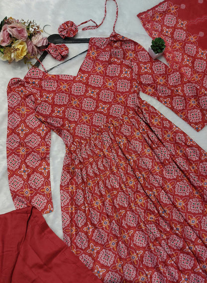 Beautiful Red Bandhni Kurti