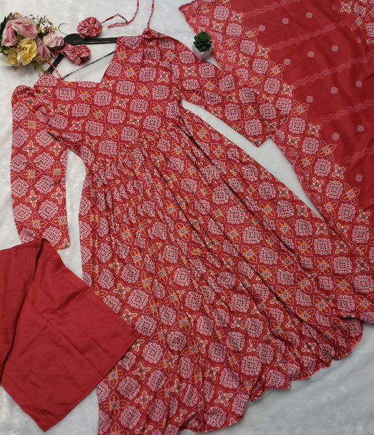 Beautiful Red Bandhni Kurti